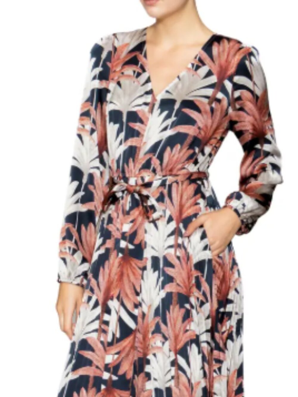 Melloday Botanical Pleated Maxi Dress – Navy Multi – Small – NWT - Picture 13 of 15
